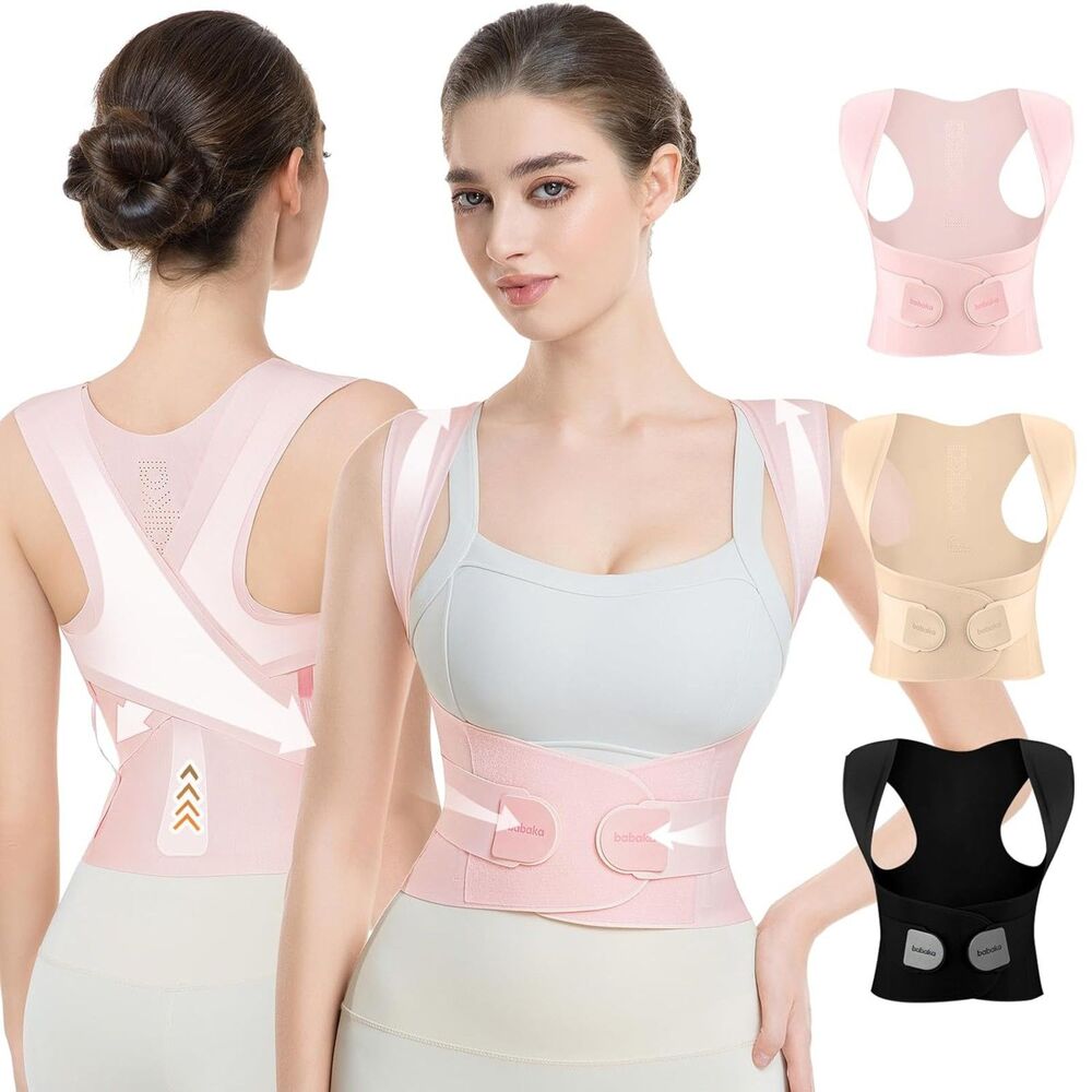 Discreet Posture Corrector Womens Pink Large Adjustable Back Brace 35-42 Waist